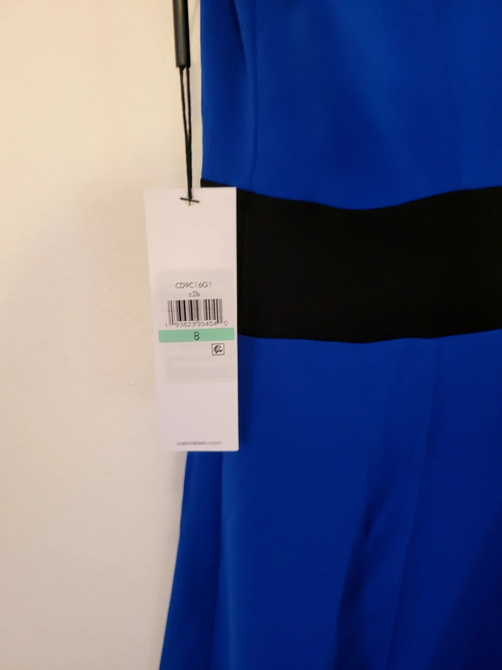 Calvin Klein Royal Blue Fit & Flare Dress with Black Trim - Picture 6 of 9